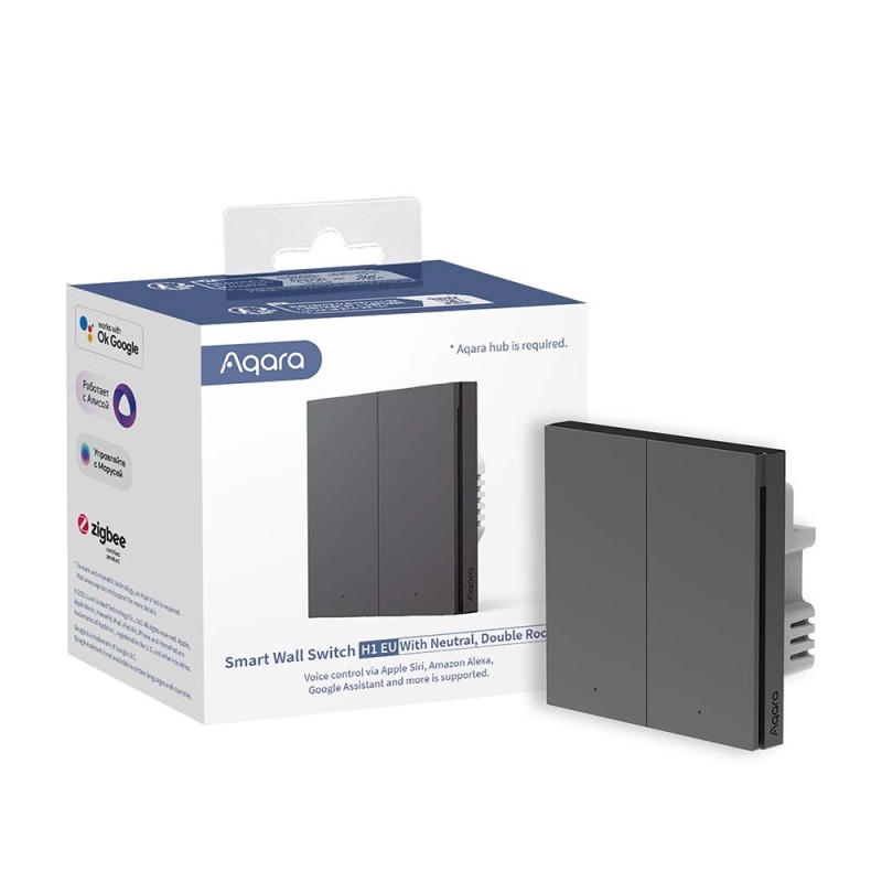 Aqara Smart Wall Switch H1 (con neutro, doble balancina) - Gris