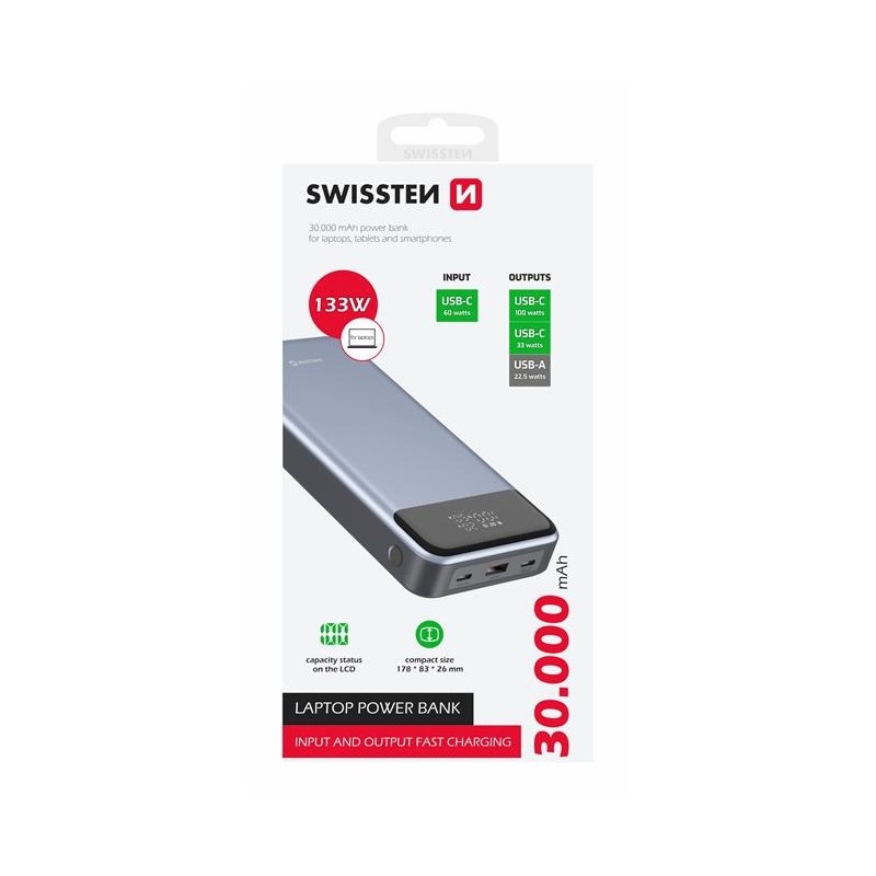 Swissten Power Bank 30000 Mah 133W Power Delivery for Laptops