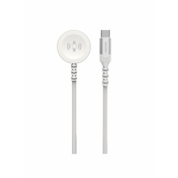 Swissten Braided Magnetic Wireless Charger For Apple Watch Metal, USB-C 1.2 M White