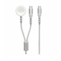 Swissten Wireless Charger 2In1 For Apple Watch And USB-C, USB-C 1.2 M White