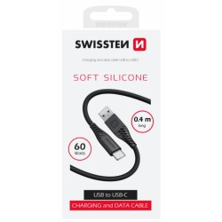 Swissten Data Cable Soft Silicone USB / USB-C 0,4 M Black