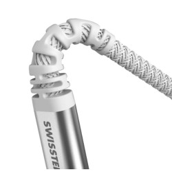 Swissten Cable de datos USB-C / USB-C reforzado con aramida 1,5 m blanco