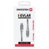 Swissten Cable de datos USB-C / USB-C reforzado con aramida 1,5 m blanco
