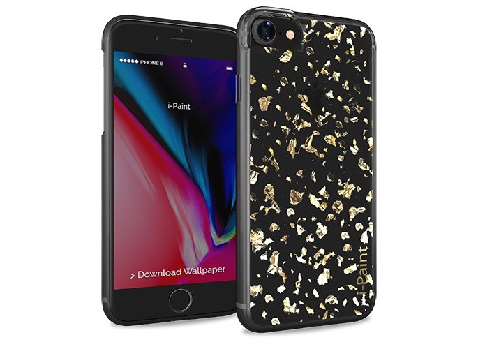 i-Paint Glitter Flakes Case for iPhone 7/8/SE - Gold