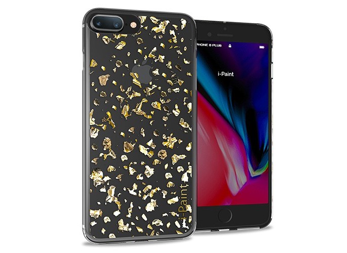 i-Paint Cover Glitter Flakes per iPhone 7/8 Plus - Oro