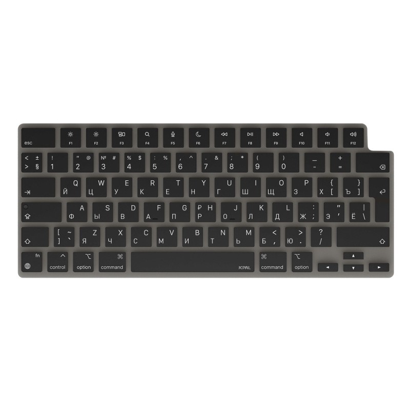 JCPal VerSkin Silicone Keyboard Protector for MacBook Air 13"(M2 2022/M3 2024) / Pro 14"/16" (M1 2021/M2-M3 2023) / Air 15" (M2 2023/M3 ,2024) Transparent Black - Cyrilic (EU/ISO)