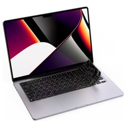 JCPal VerSkin Silicone Keyboard Protector for MacBook Air 13"(M2 2022/M3 2024) / Pro 14"/16" (M1 2021/M2-M3 2023) / Air 15" (M2 2023/M3 ,2024) Transparent Black - Cyrilic (EU/ISO)