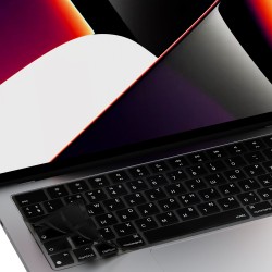 JCPal VerSkin Silicone Keyboard Protector for MacBook Air 13"(M2 2022/M3 2024) / Pro 14"/16" (M1 2021/M2-M3 2023) / Air 15" (M2 2023/M3 ,2024) Transparent Black - Cyrilic (EU/ISO)
