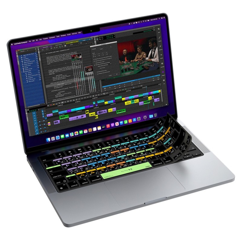 JCPal Verskin Avid Media Composer Shortcuts Keyboard Cover for MacBook Pro 14"/16" (M1 2021/M2 2023), MacBook Air 13" (M2 2022), MacBook Air 15" (M2 2023) Transparent Black - EU Layout
