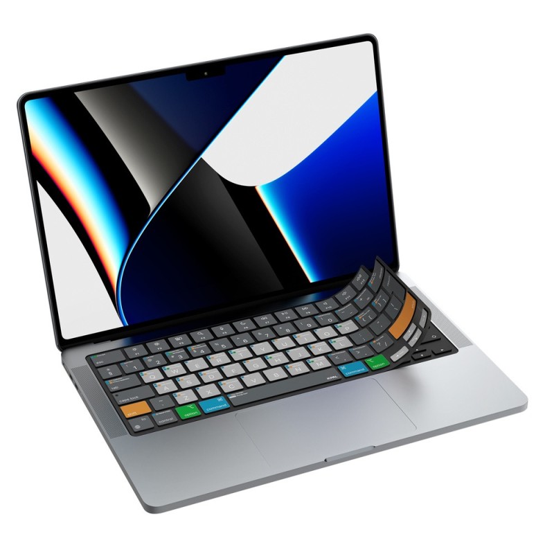 JCPal JCPal Verskin Copritastiera con shortcut MacOS (nero trasparente) per MacBook Pro14"/16"(M1,2021/M2, 2023), MacBook Air13"(M2,2022), MacBook Air15" (M2,2023) (EU, inglese, grigio)