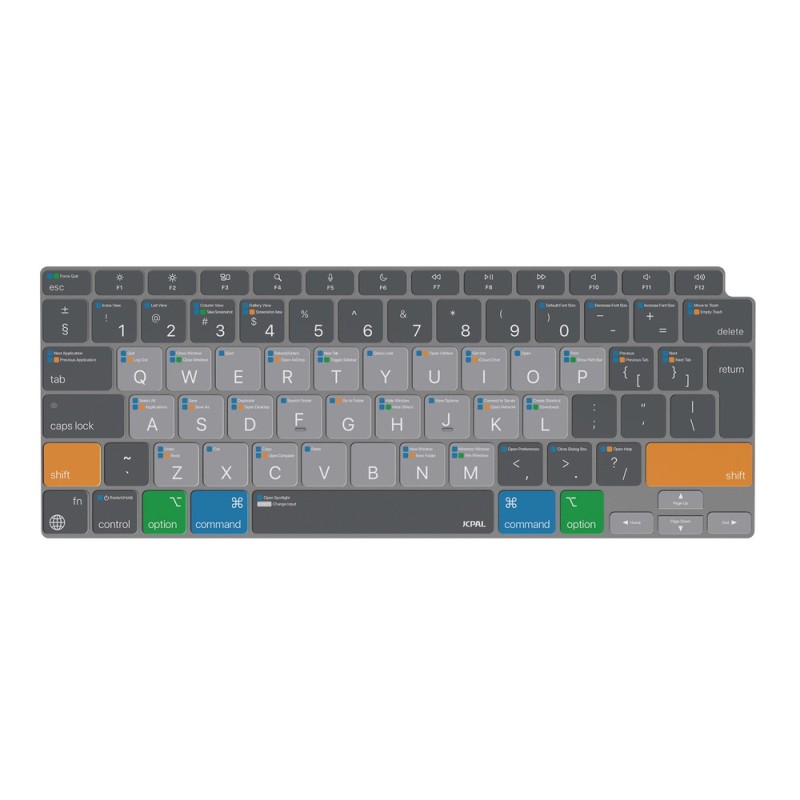 JCPal Verskin MacOS Shortcuts Keyboard Cover Transparent Black for MacBook Air 13 "(M1, 2020) - EU Layout