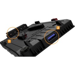 Hedbox V-lock Power adapter plate; USB Output 5.1V / 2.1A; 3 x D-Tap Output 14.8V / 5A; 50cm Breakway Cable 4-pin XLR 