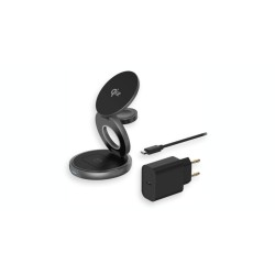 LMP Twist 3-in-1, wireless Qi2 charging station for iPhone (15W), AppleWatch (2.5W) & AirPods (5W), Qi2 certified, magnetic charging pads with stand function, foldable, power adapter 30W, US