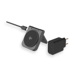 LMP Twist 2-in-1, wireless Qi2 charging pad for iPhone (15W) & AppleWatch (2.5W), Qi2 certified, magnetic charging pads with stand function, foldable, power adapter 25W, USB-C charging cable