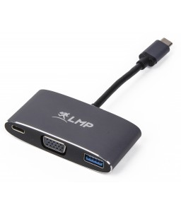 LMP USB-C (m) to VGA & USB 3.0 (f) & USB-C charging Multiport Adapter, aluminium, space gray
