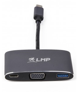 LMP USB-C (m) to VGA & USB 3.0 (f) & USB-C charging Multiport Adapter, aluminium, space gray