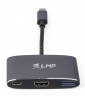 LMP USB-C (m) to HDMI [4Kx2K] (f) & USB 3.0 (f) & USB-C charging Multiport Adapter, space gray