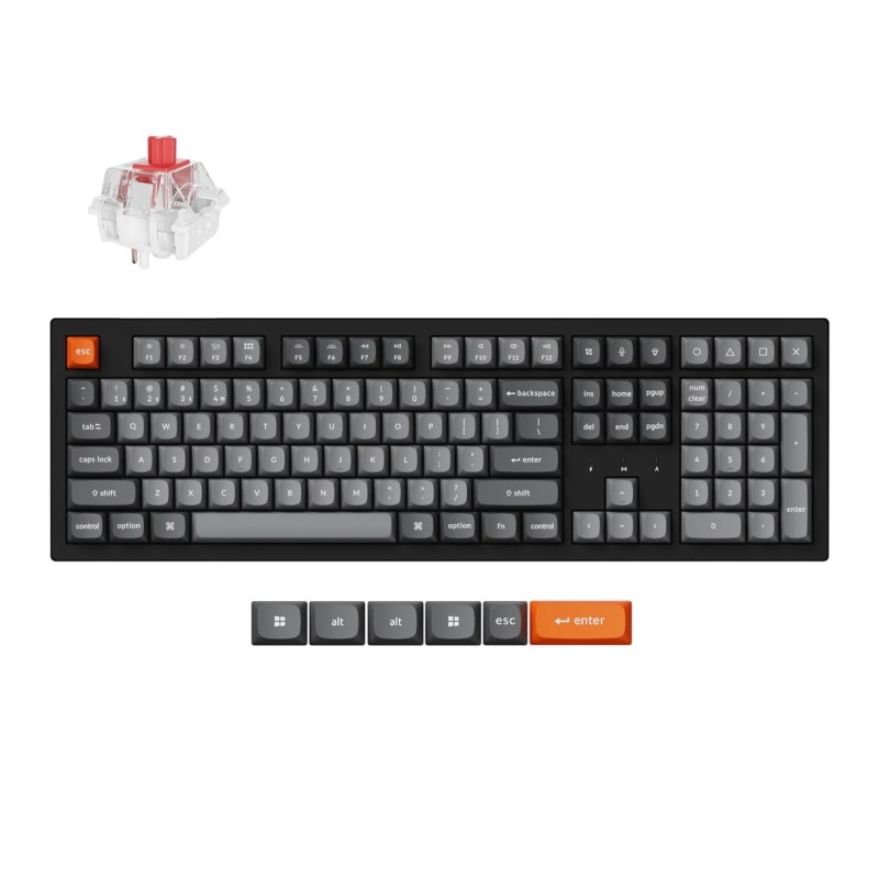 Keychron K10 Max Swappable RGB Backlight Red Switch ISO Layout Italian - Black (Cherry PBT Dye-Sublimation Keycaps)