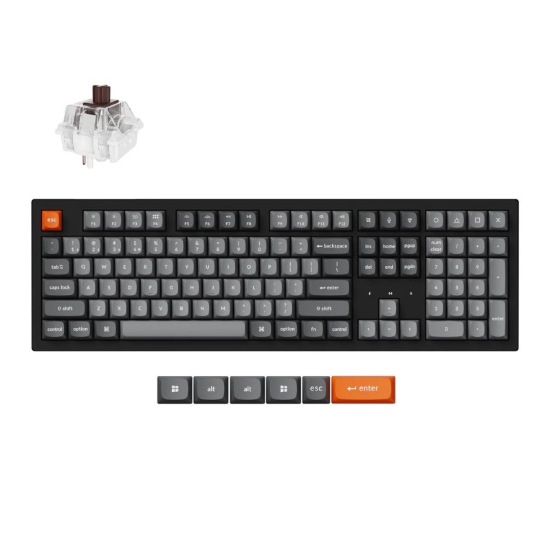 Keychron K10 Max Swappable RGB Backlight Brown Switch ISO Layout Italian - Black (Cherry PBT Dye-Sublimation Keycaps)