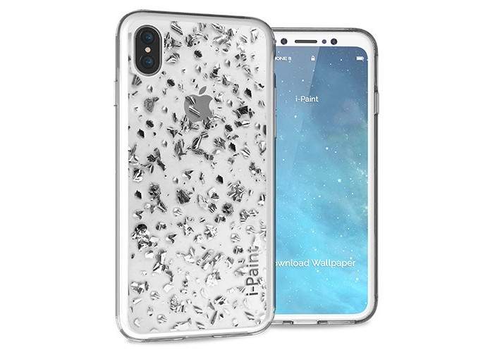 i-Paint Glitter Flakes Case for iPhone XS/X - Silver