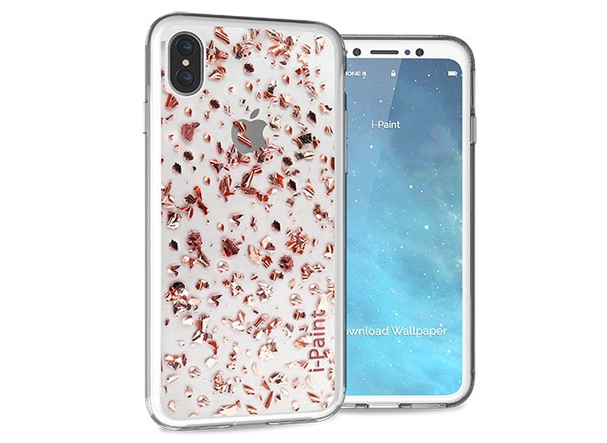 i-Paint Glitter Flakes Case for iPhone XS/X - Pink