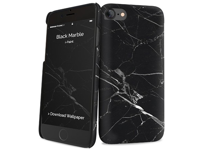 i-Paint Hard Case Slim for iPhone 7/8/SE - Black Marble