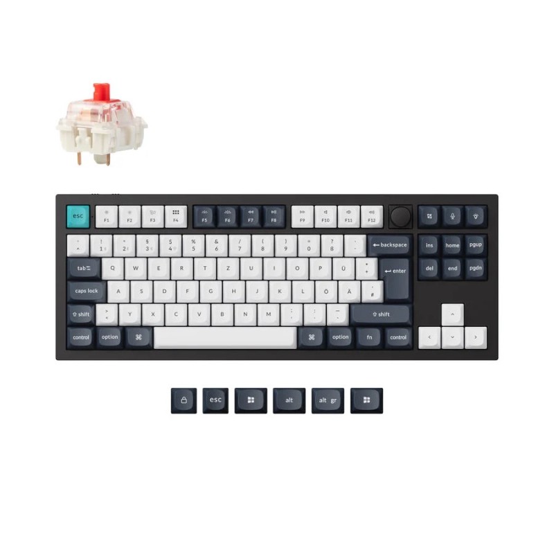 Keychron Q3 Max Swappable RGB Backlight Red Switch Knob Version ISO Layout Italian - Black (Cherry PBT Dye-Sublimation Keycaps)