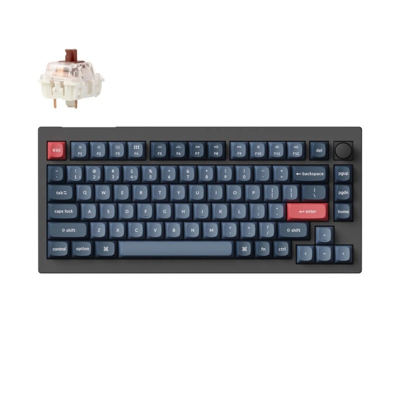Keychron V1 Max Swappable RGB Backlight Brown Switch ISO Layout Italian - Black - Knob Version (Cherry PBT Dye-Sublimation Keycaps)
