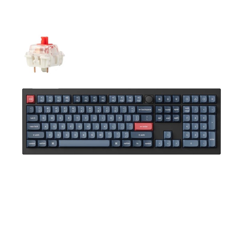 Keychron V6 Max Swappable RGB Backlight Red Switch ISO Layout Italian - Black - Knob Version (Cherry PBT Dye-Sublimation Keycaps)
