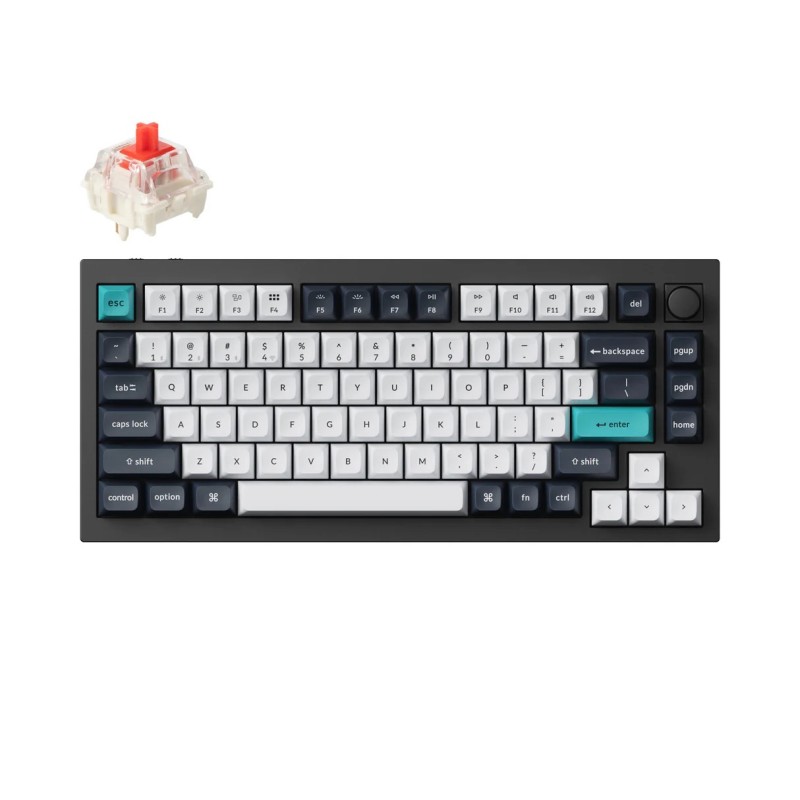 Keychron Q1 Max Swappable RGB Backlight Red Switch Knob Version ISO Layout Italian - Black (Cherry PBT Dye-Sublimation Keycaps)