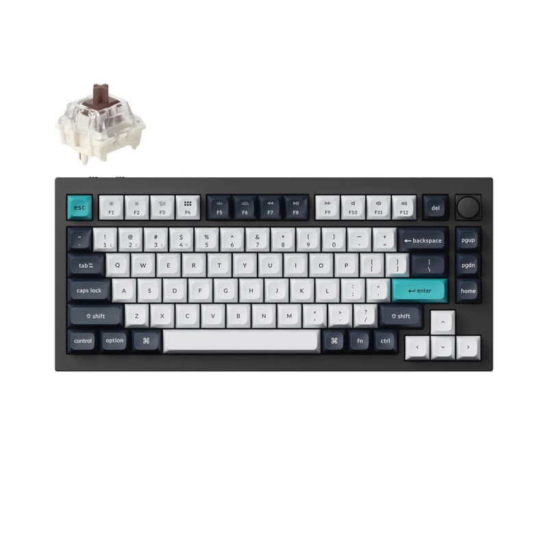 Keychron Q1 Max Swappable RGB Backlight Brown Switch Knob Version ISO Layout Italian - Black (Cherry PBT Dye-Sublimation Keycaps)
