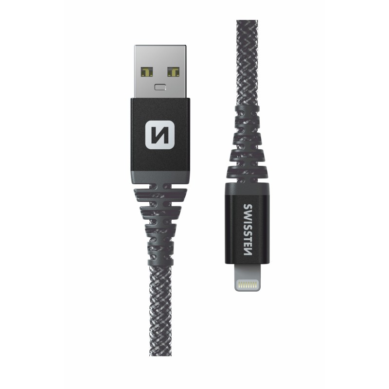Swissten Cabo de Dados USB / Lightning Reforçado com Aramida Antracit 1,5 M