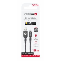 Swissten Cabo de Dados USB / Lightning Reforçado com Aramida Antracit 1,5 M