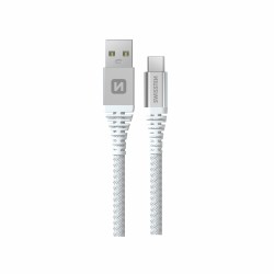 Swissten Cable de datos USB reforzado con aramida / USB-C 1,5 m blanco