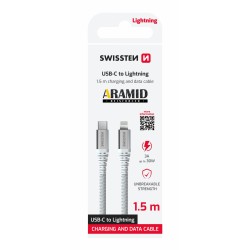 Swissten Datenkabel Aramid-verstärkt USB-C / Lightning C 1,5 m weiß