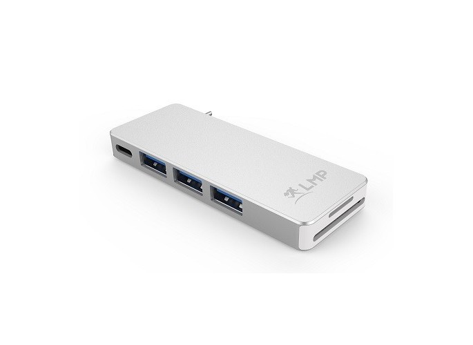 LMP USB-C Basic Hub 6 Port, 3x USB 3.0 (1x 1.5A Output), SD/microSD, USB-C (PD), Alu, silver