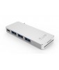 LMP USB-C Basic Hub 6 Port, 3x USB 3.0 (1x 1.5A Output), SD/microSD, USB-C (PD), Alu, silver