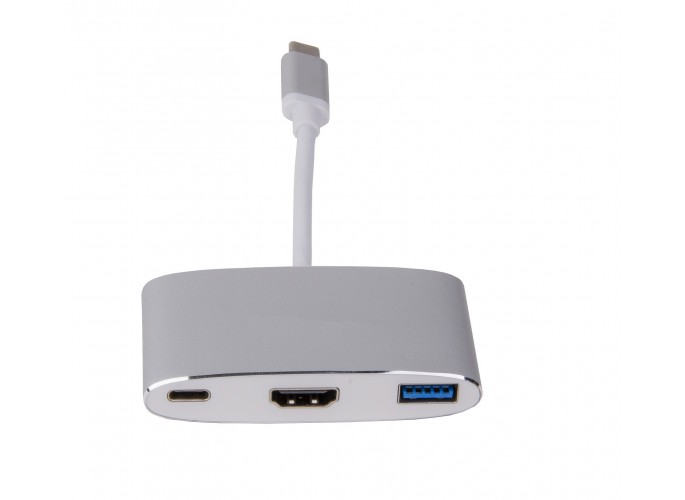 LMP USB-C (m) to HDMI [4Kx2K] (f) & USB 3.0 (f) & USB-C charging Multiport Adapter, silver