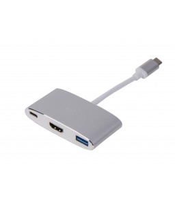 LMP USB-C (m) to HDMI [4Kx2K] (f) & USB 3.0 (f) & USB-C charging Multiport Adapter, silver