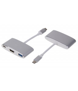 LMP USB-C (m) to HDMI [4Kx2K] (f) & USB 3.0 (f) & USB-C charging Multiport Adapter, silver
