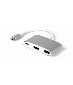 LMP USB-C (m) to HDMI [4Kx2K] (f) & USB 3.0 (f) & USB-C charging Multiport Adapter, silver