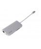 LMP USB-C mini Dock 8-port with HDMI, 3x USB 3.0, Ethernet, SD/MicroSD, USB-C charging, Silver